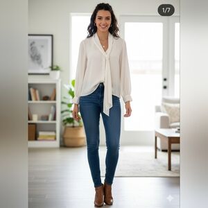 💣 5 For $20 Forever 21 Cream Puff Sleeve Blouse with Sailor Collar